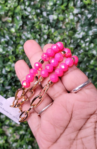 Chain Link Bracelet Set- Hot Pink